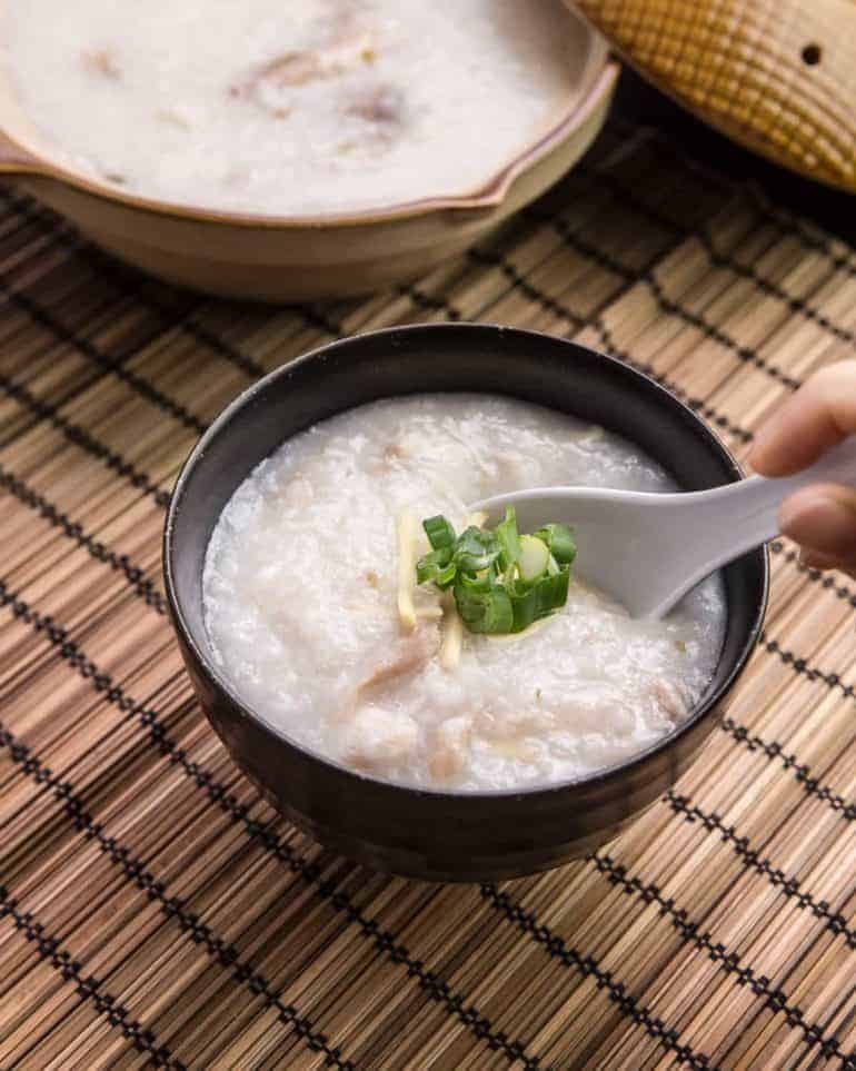 Instant Pot Chicken Congee (Rice Porridge or Jook) in Pressure Cooker