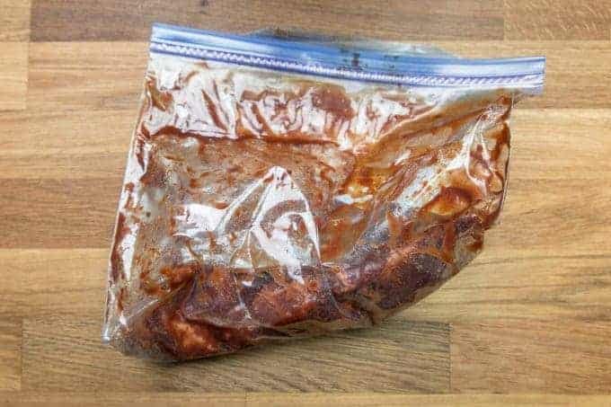 Char Siu (Chinese BBQ Pork) in Pressure Cooker Recipe - marinating the pork with the BBQ sauce mixture