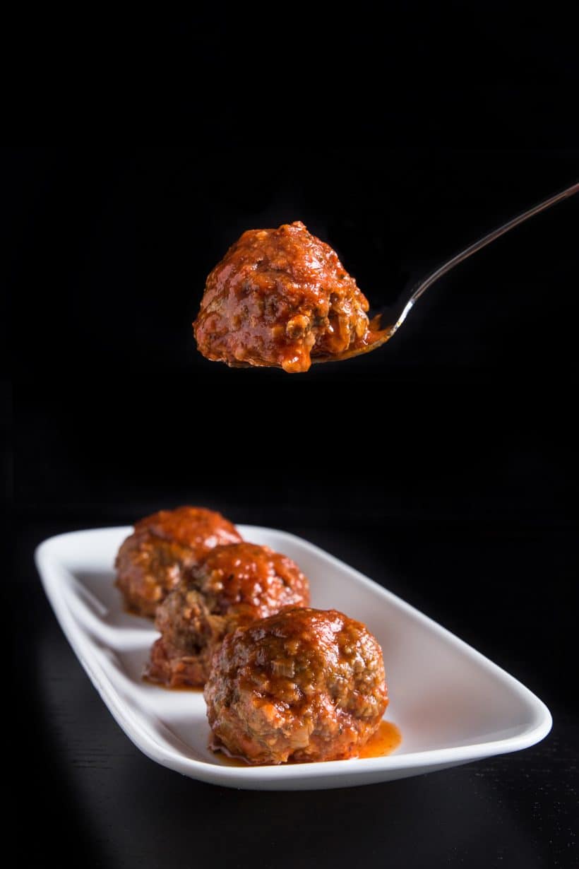 Instant Pot Meatballs Recipe (Pressure Cooker Meatballs): Make umami meatballs in tomato sauce with bursting smokey flavors. Perfect thrifty make ahead freezer meals.
