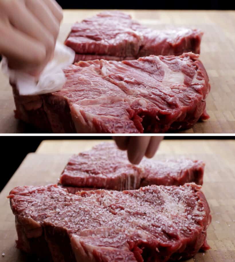 pat dry and season chuck roast steak  #AmyJacky #InstantPot #PressureCooker #recipe #beef