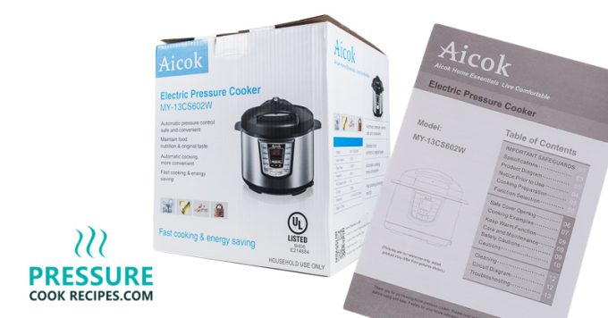 Aicok 7-in-1 Multi-Functional Programmable Electric Pressure Cooker Box and Manual