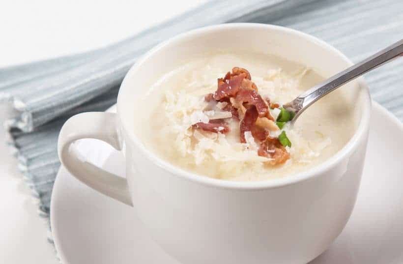 Pressure Cooker Cauliflower Potato Soup: comforting, thick cauliflower soup is smooth, yet stacked with layers of umami flavors. A budget-friendly, low-carb pressure cooker soup that you'll enjoy even on a warm day!