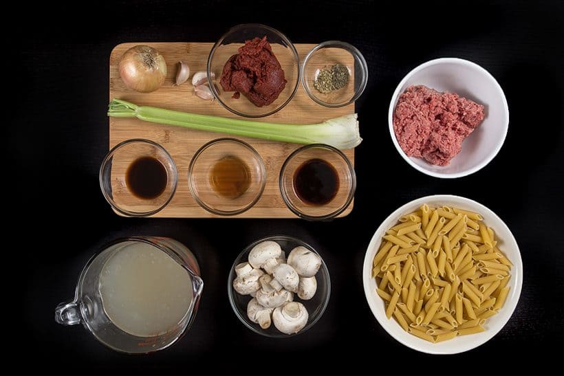 One Pot Pressure Cooker Pasta Bolognese Recipe Ingredients