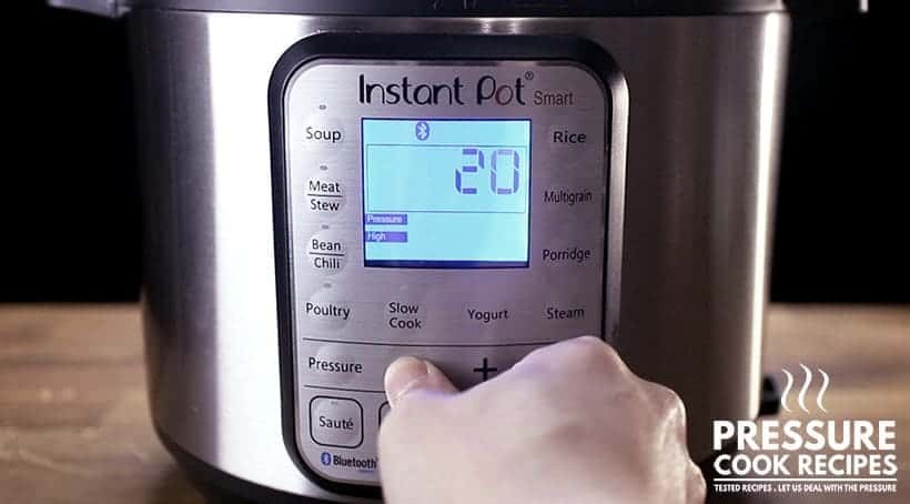 instant pot electric pressure cooker: high pressure setting for 20 minutes