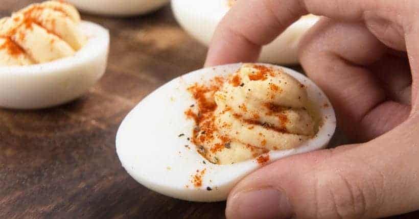 Instant Pot Deviled Eggs Recipe: Make creamy & rich Easy Deviled Eggs with a tad spicy twist! Our crowd-pleasing go-to party appetizer. Budget-friendly, simple & delicious.