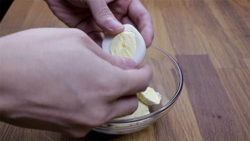 Instant Pot Deviled Eggs Recipe: Remove egg yolk from Instant Pot Hard Boiled Eggs  #AmyJacky #InstantPot #PressureCooker #recipes #eggs