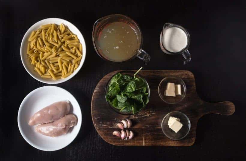 Instant Pot Spinach Chicken Alfredo Pasta Recipe Ingredients