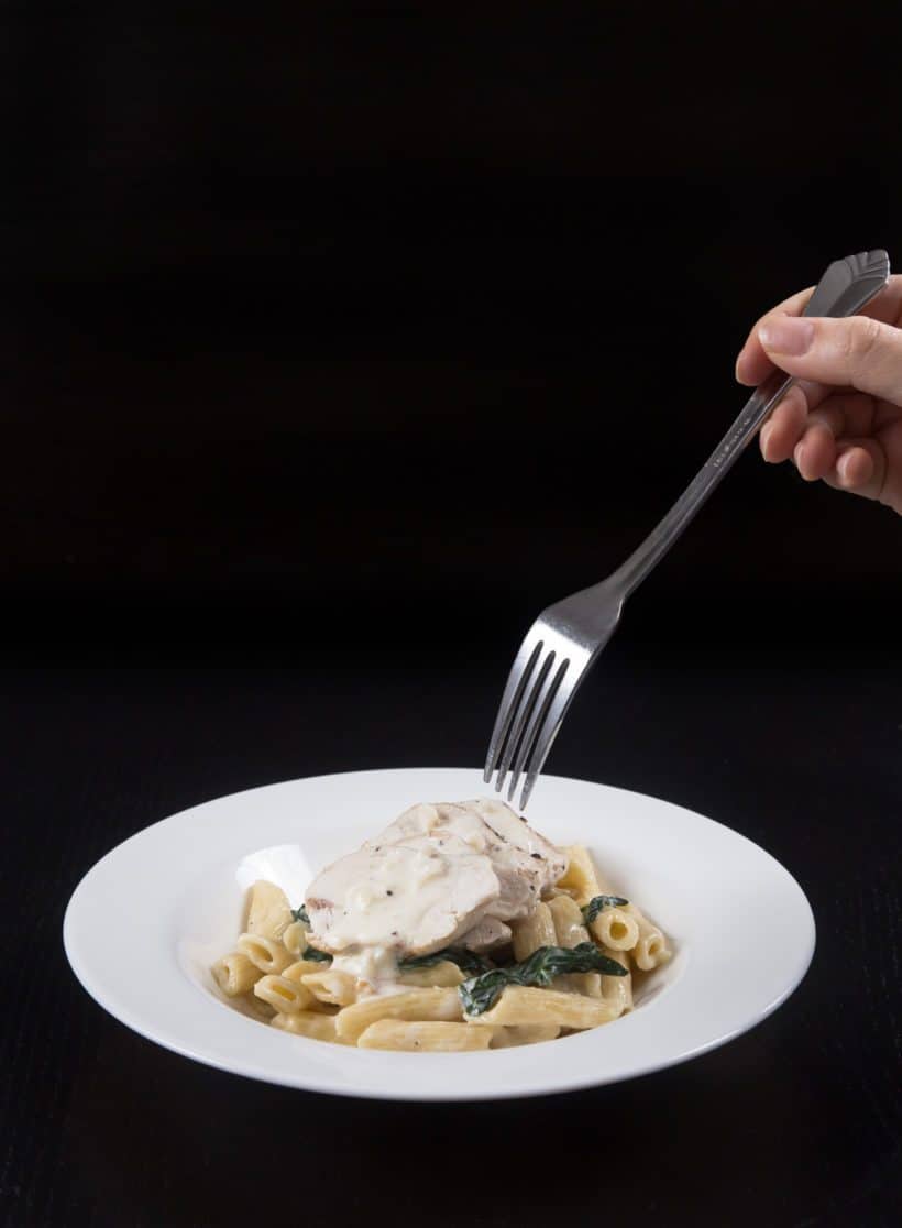 Instant Pot Spinach Chicken Alfredo Pasta Recipe with homemade Alfredo sauce! Kid-friendly pressure cooker pasta for busy weeknights.
