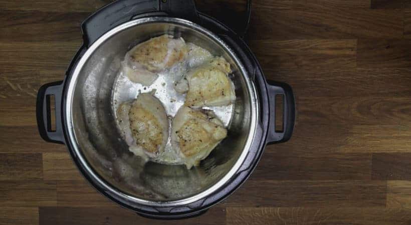 flip and brown the meat side of chicken thighs in Instant Pot