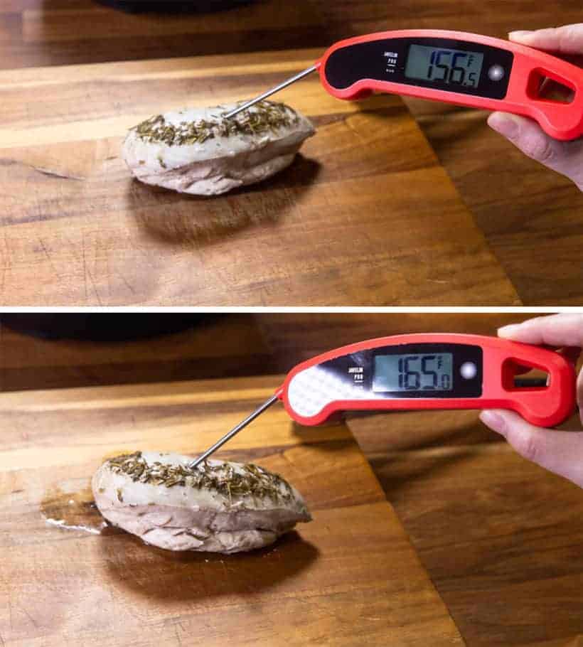 check chicken breasts internal temperature with food thermometer