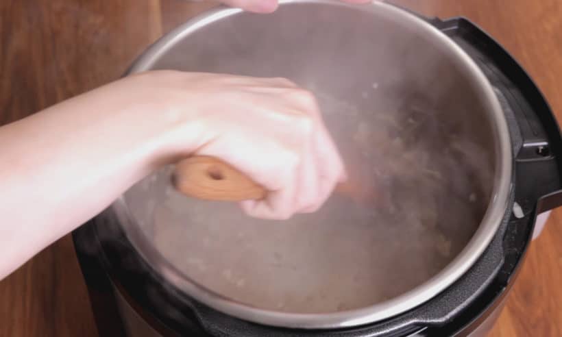 Pressure Cooker Black Beans: deglaze Instant Pot