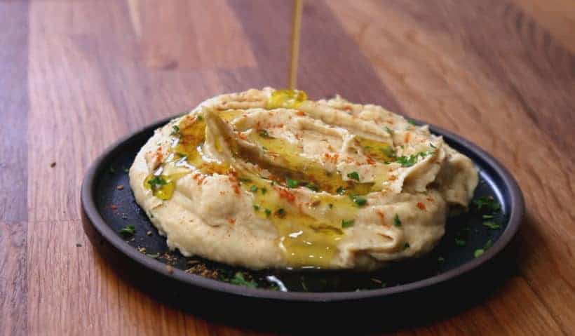 Instant Pot Hummus: garnish hummus with extra virgin olive oil  #AmyJacky #vitamix #InstantPot #recipe #vegan #GlutenFree #vegetarian