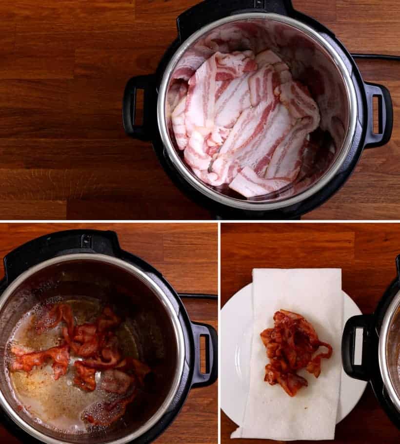 lentil soup in instant pot: brown bacon in Instant Pot Pressure Cooker  #AmyJacky #InstantPot #PressureCooker #recipe #soup #beans