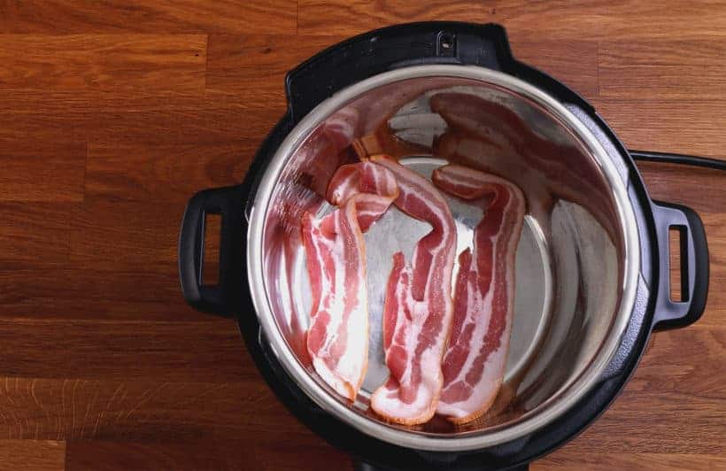 pressure cooker egg bites: brown bacon in Instant Pot Pressure Cooker  #AmyJacky #InstantPot #PressureCooker #recipe
