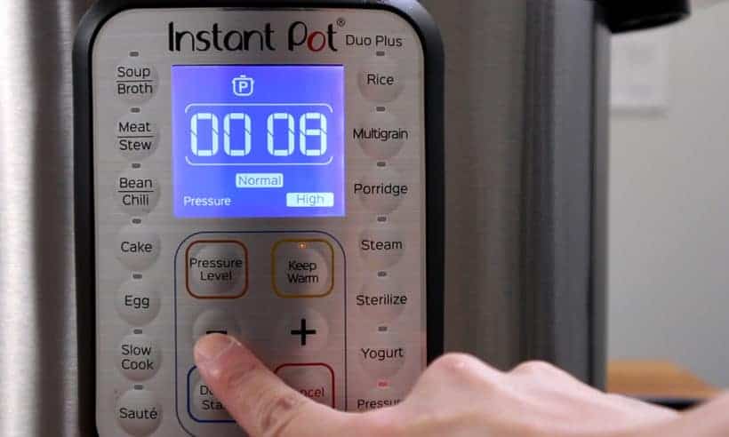 Instant Pot Pressure Cooker High Pressure 8 minutes