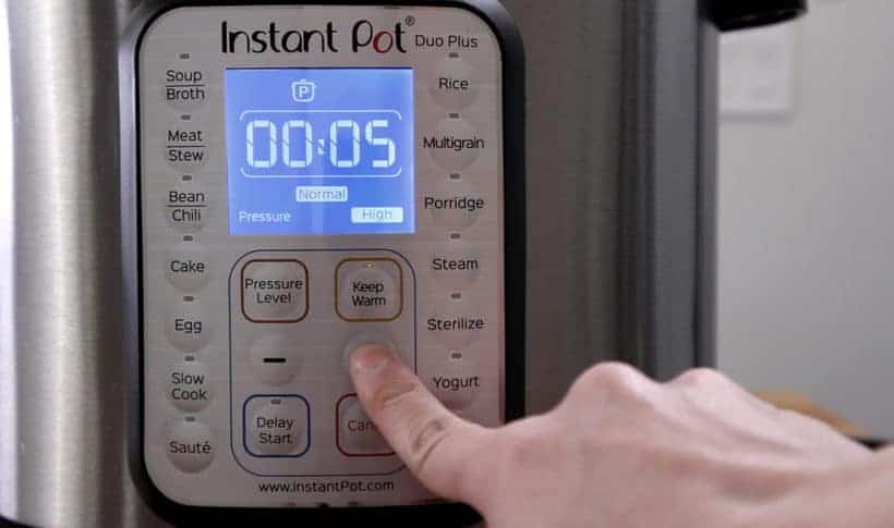 Instant Pot Pressure Cook High Pressure 5 minutes