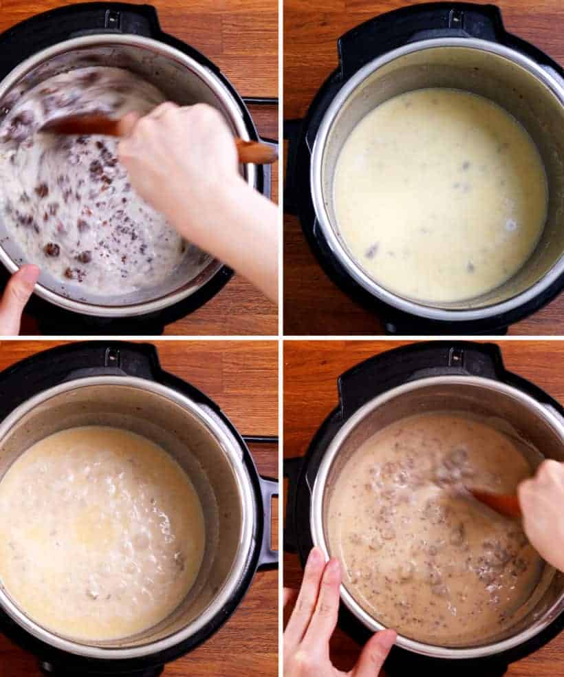 Simmer milk in Instant Pot to make Sausage Gravy Recipe    #AmyJacky #InstantPot #PressureCooker #recipe #breakfast