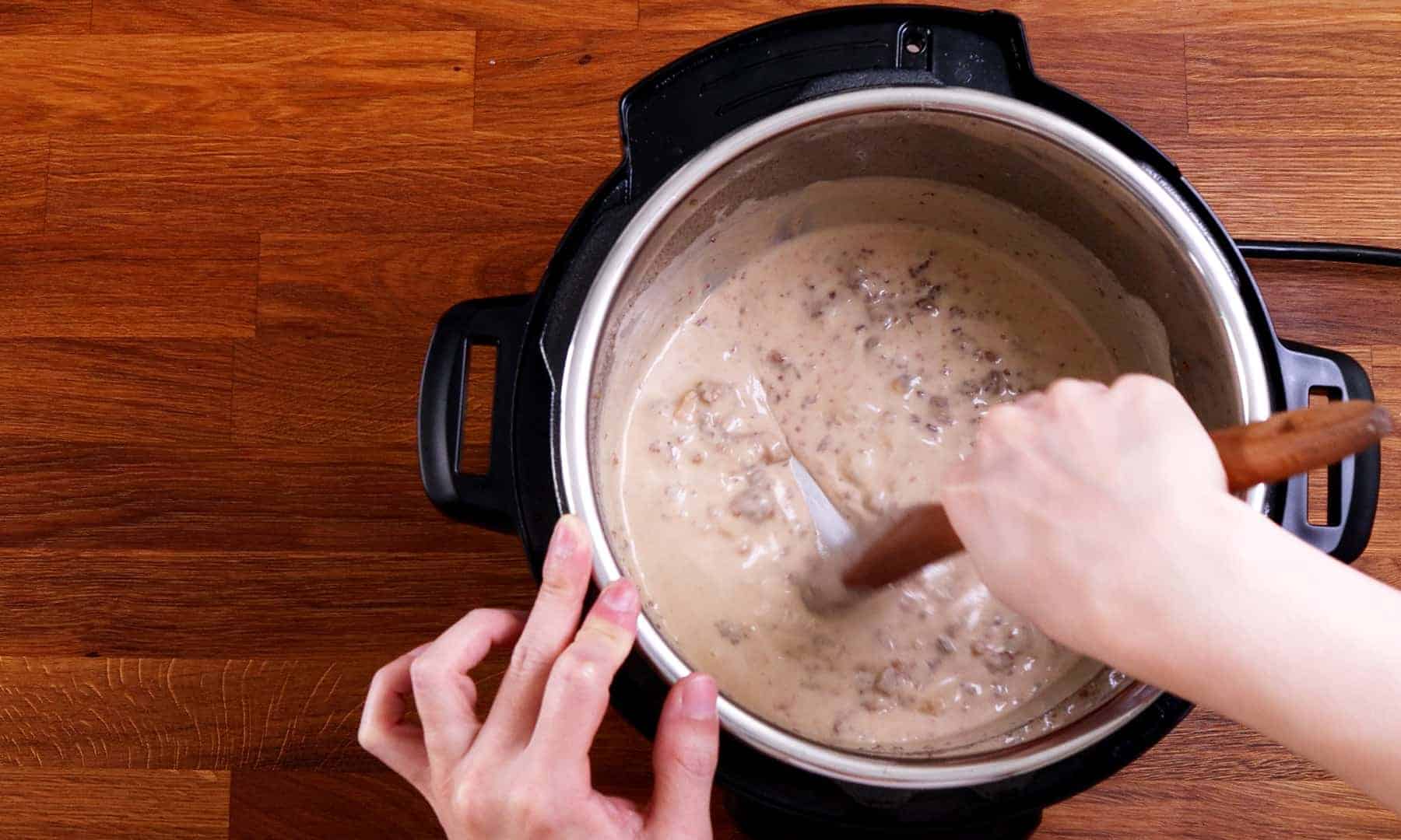 Instant Pot Sausage Gravy (Biscuits and Gravy) Tested by Amy + Jacky