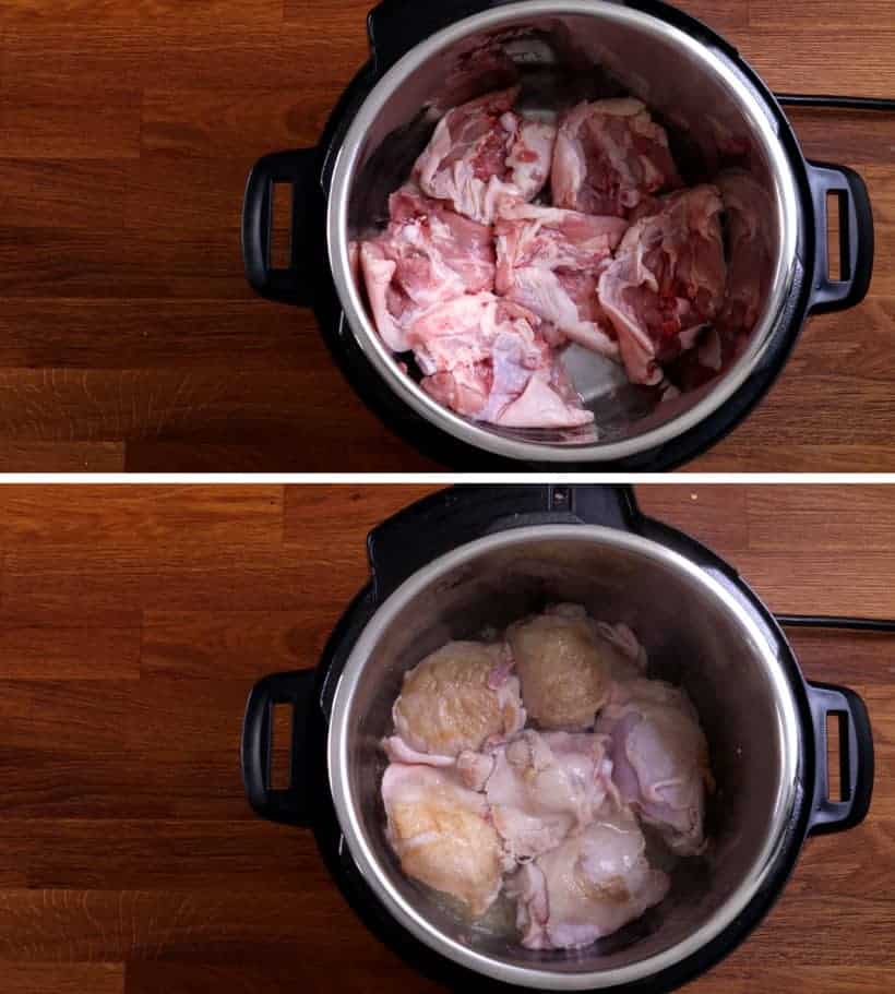 Brown chicken thighs in Instant Pot Pressure Cooker #AmyJacky #InstantPot #PressureCooker #recipe