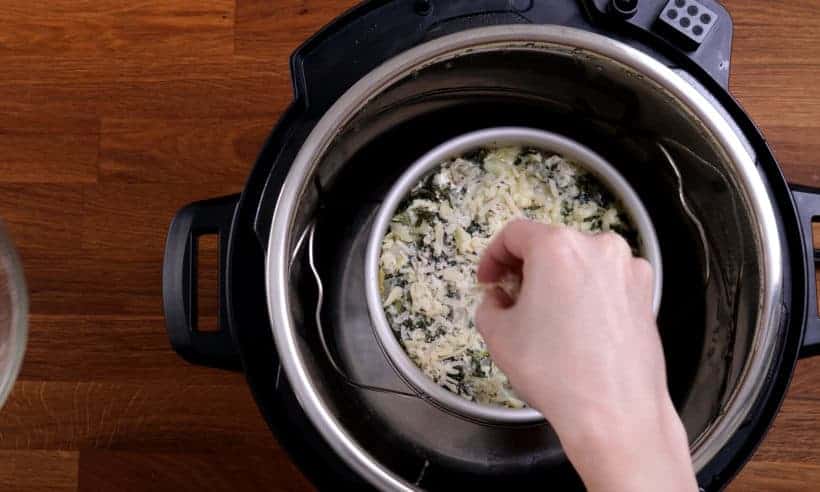 sprinkle cheese on spinach artichoke dip  #AmyJacky #InstantPot #PressureCooker #recipe