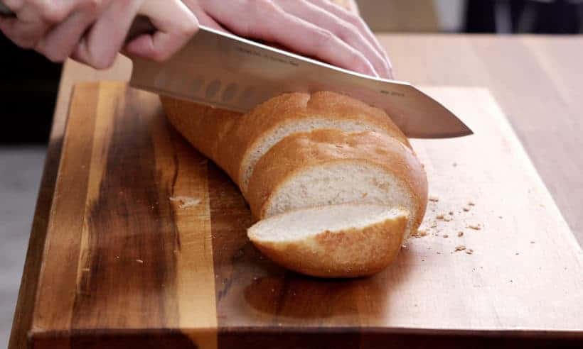 slice french bread for stuffing recipe    #AmyJacky #InstantPot #PressureCooker #sides #christmas #recipe