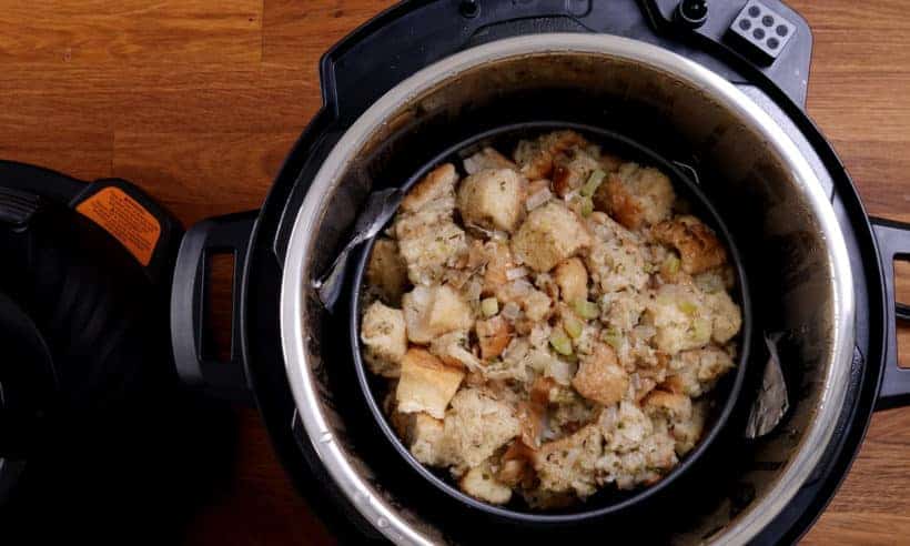 stuffing in Instant Pot Duo Crisp Air Fryer Pressure Cooker   #AmyJacky #InstantPot #PressureCooker #sides #christmas #thanksgiving #recipes