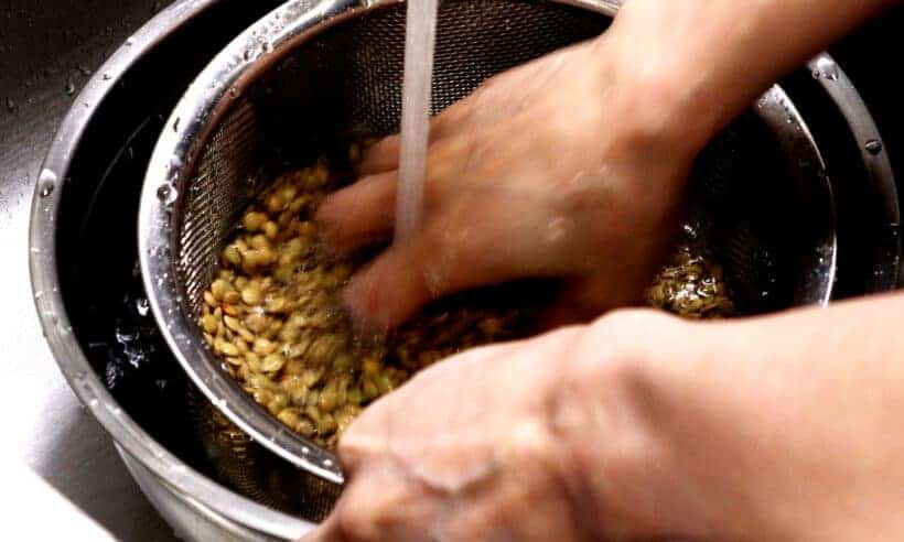 rinse green lentils  #AmyJacky #beans #recipe