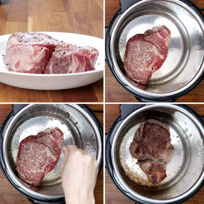 brown chuck roast steak in Instant Pot  #AmyJacky #InstantPot #PressureCooker #recipe