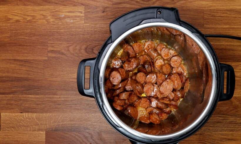 saute andouille sausages in Instant Pot   #AmyJacky #InstantPot #PressureCooker #recipe #cajun #sausage 