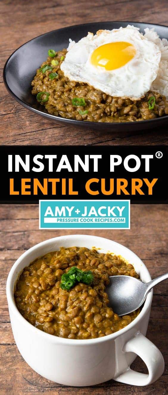 instant pot lentil curry | pressure cooker lentil curry | instant pot curried lentils | lentil curry recipe | coconut lentil curry | green lentil curry | brown lentil curry | easy lentil curry  #AmyJacky #InstantPot #PressureCooker #recipe #vegan #vegetarian