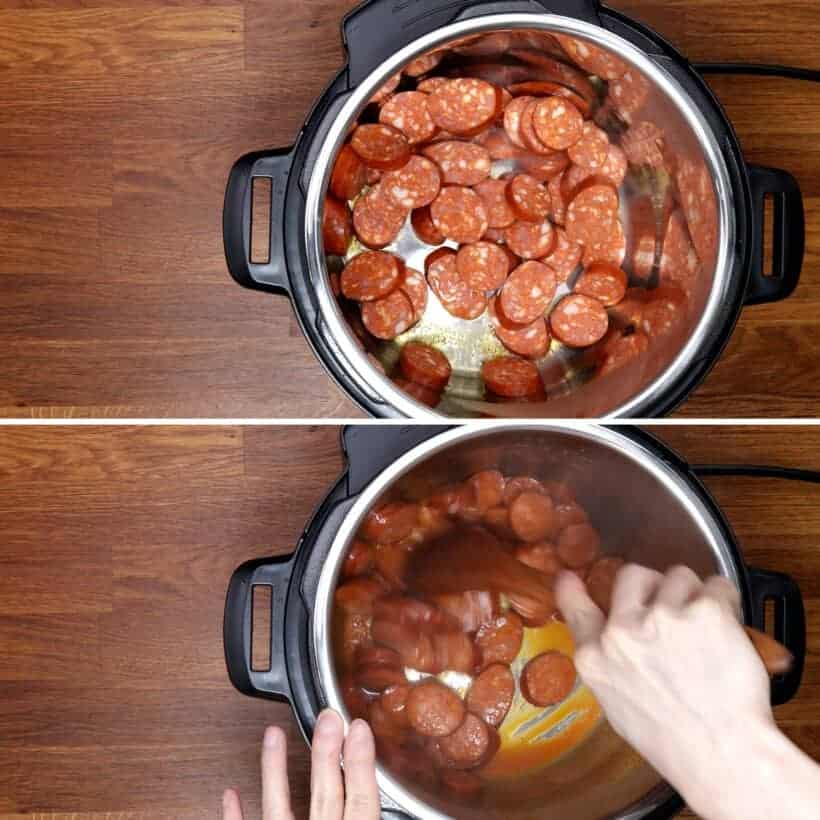saute andouille sausages in Instant Pot  #AmyJacky #InstantPot #PressureCooker #recipe