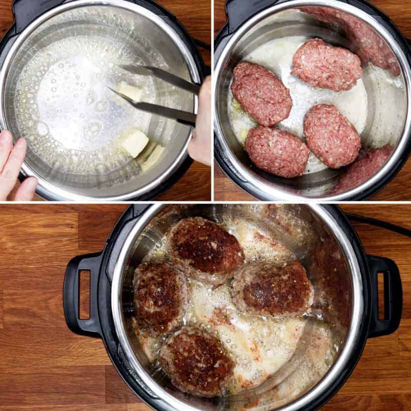 brown salisbury steak in Instant Pot