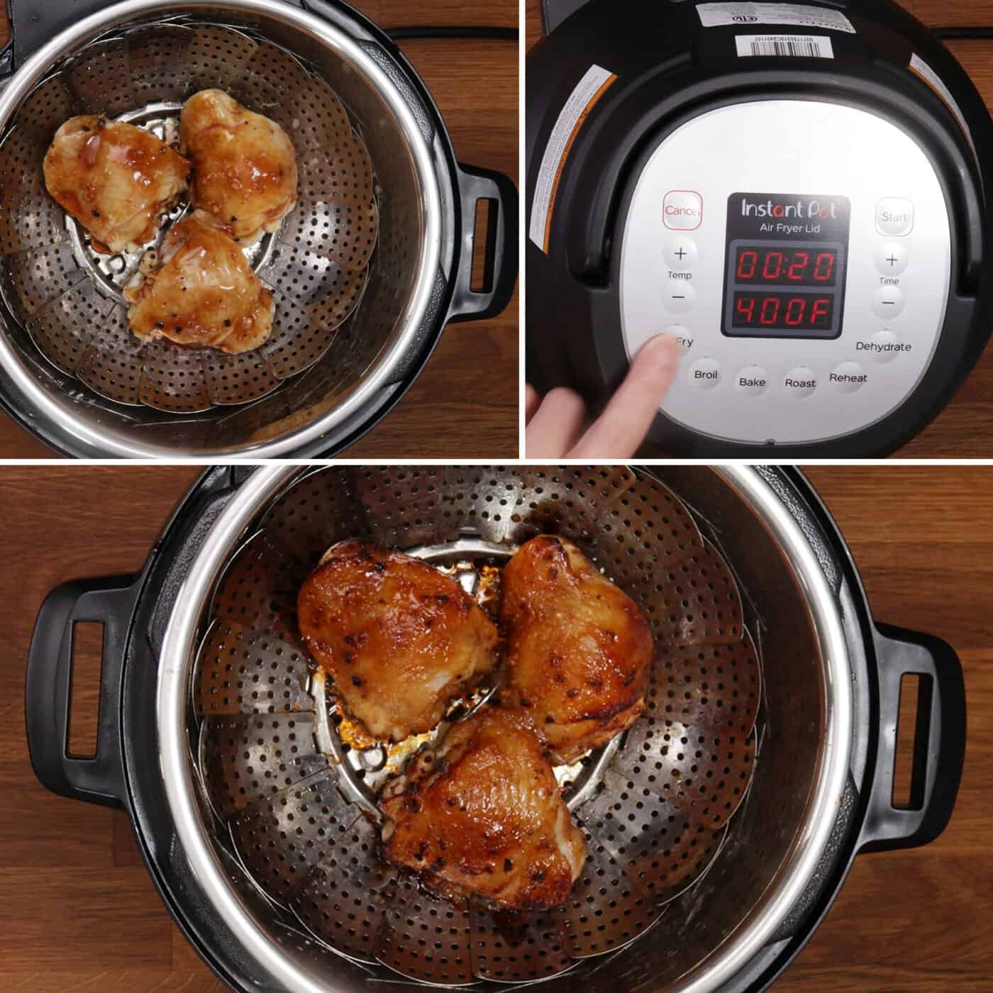 Air Fryer Rotisserie Chicken with Honey Garlic Glaze