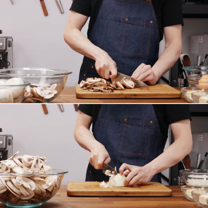 prepare mushroom soup ingredients