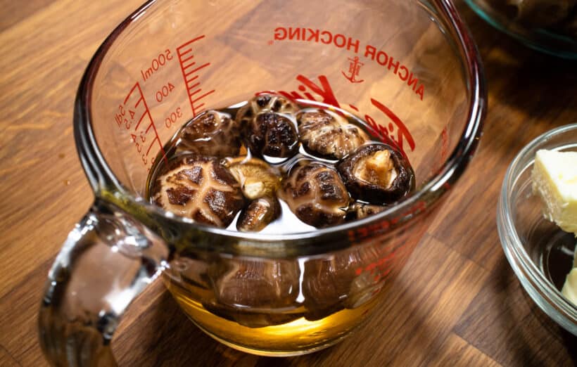 soaked dried shiitake mushrooms