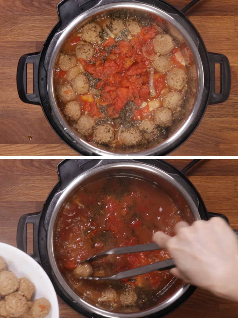 pressure cooked spaghetti and meatballs