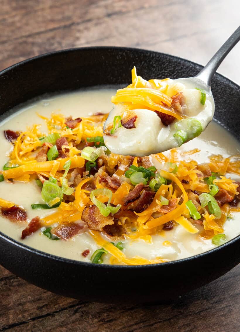 Loaded Instant Pot Potato Soup - Bowl of Delicious