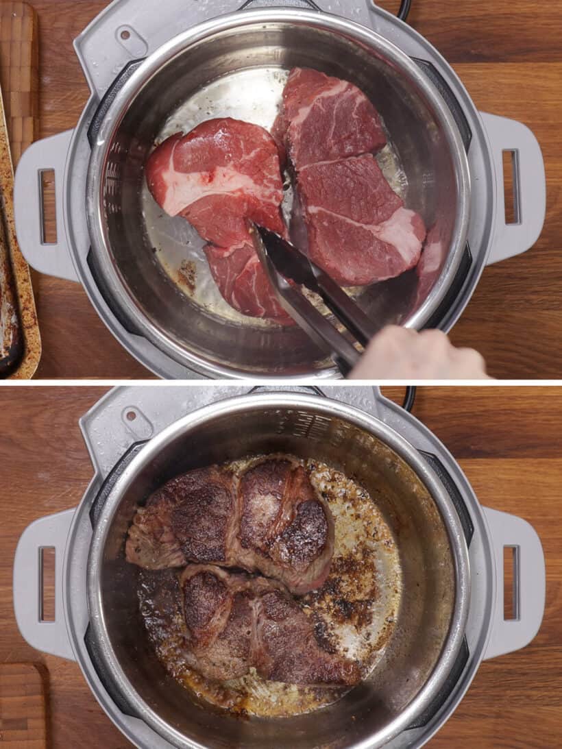 brown chuck roast in Instant Pot