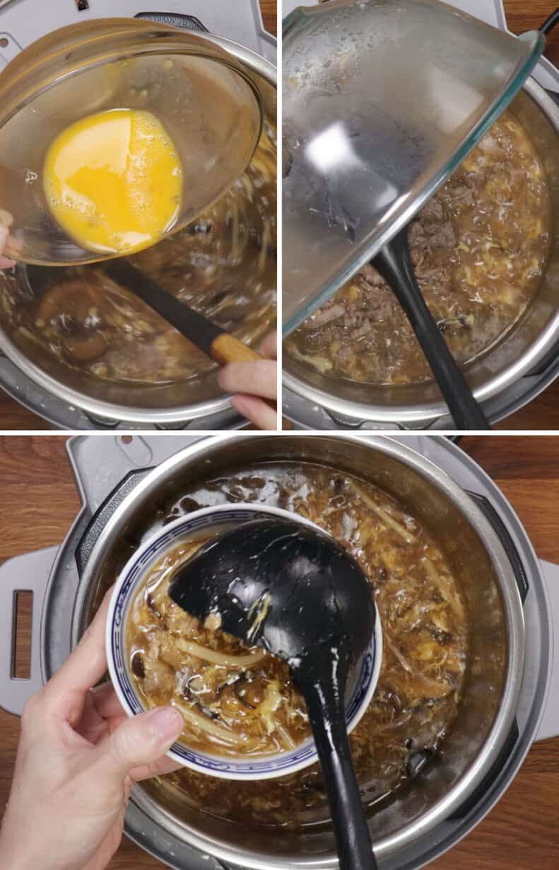 stir egg in soup